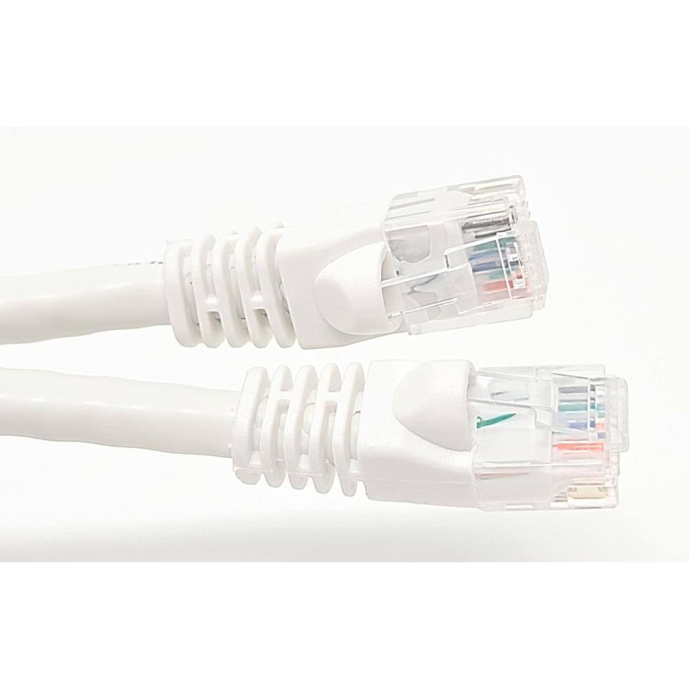 Micro Connectors Inc 100 ft. 24 AWG Cat6 Molded Snaggles RJ45 UTP Networking Patch Cable White E08-100W