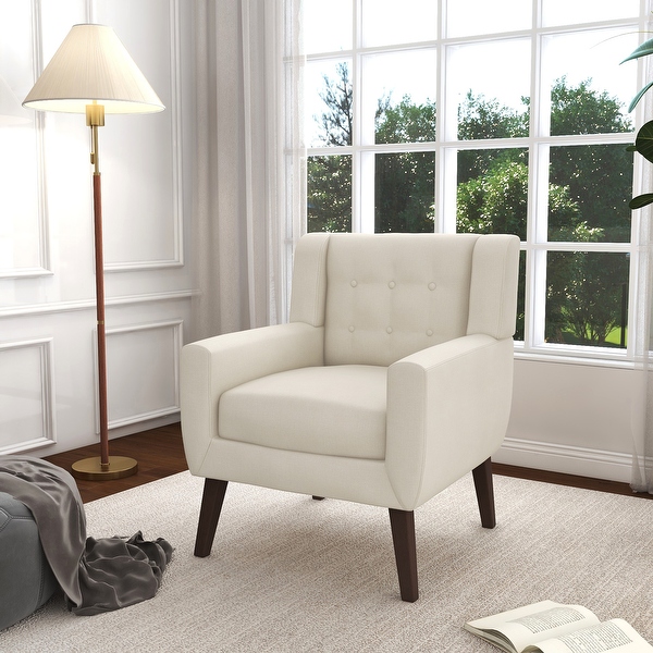 Cotton/ Linen Look Fabric Modern Accent Armchair