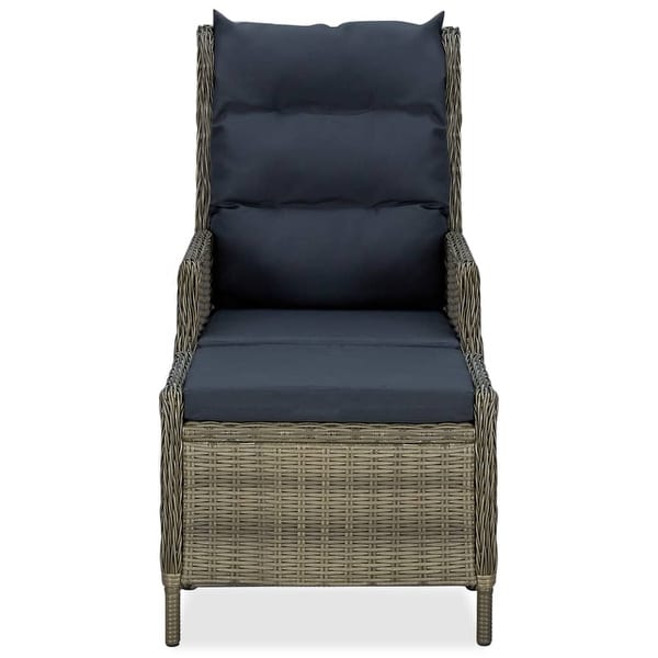 vidaXL Reclining Patio Chair with Footstool Poly Rattan Brown