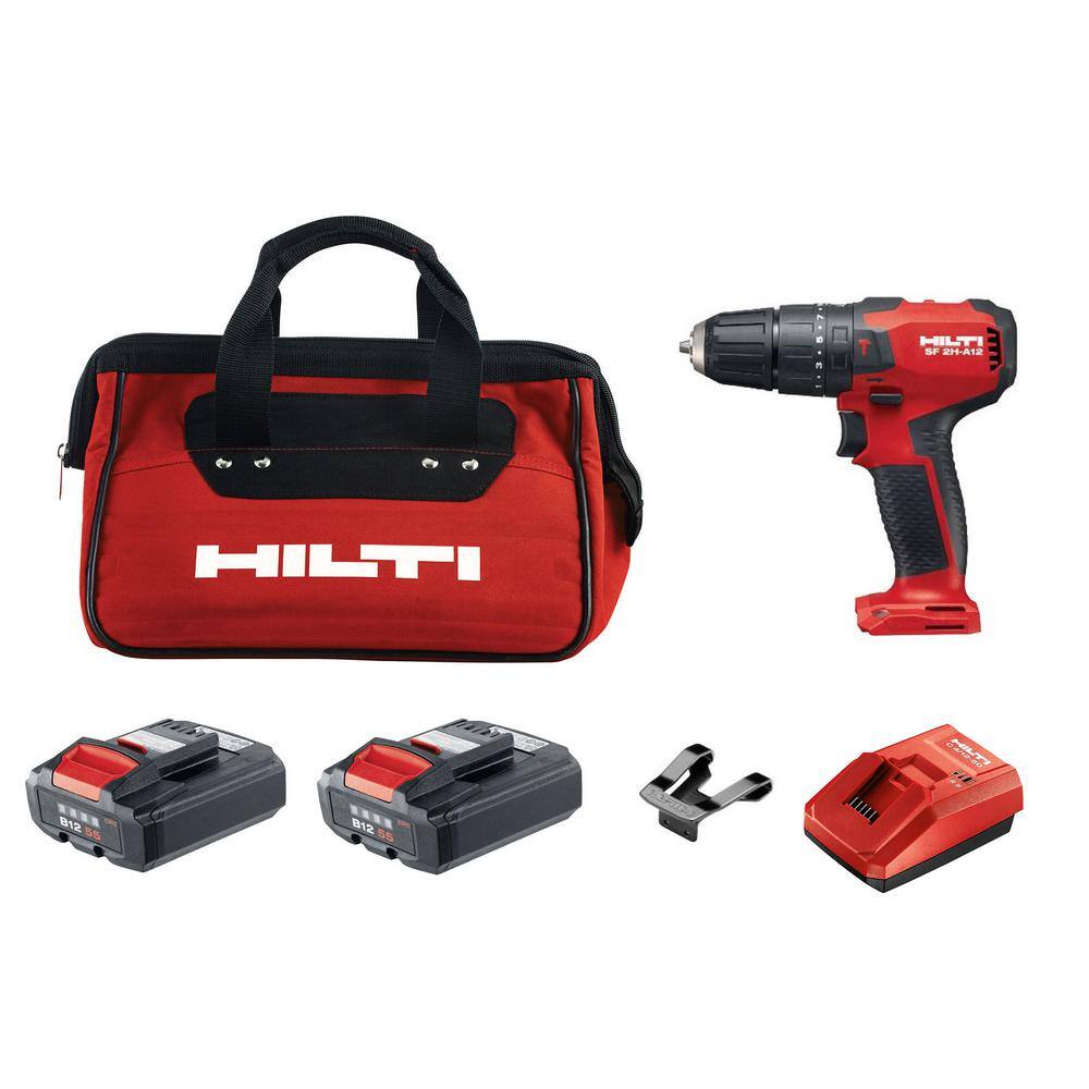 Hilti 12-Volt Lithium-Ion 38 in. Cordless Hammer DrillDriver SF 2H-A with Battery Charger and Bag 3536723