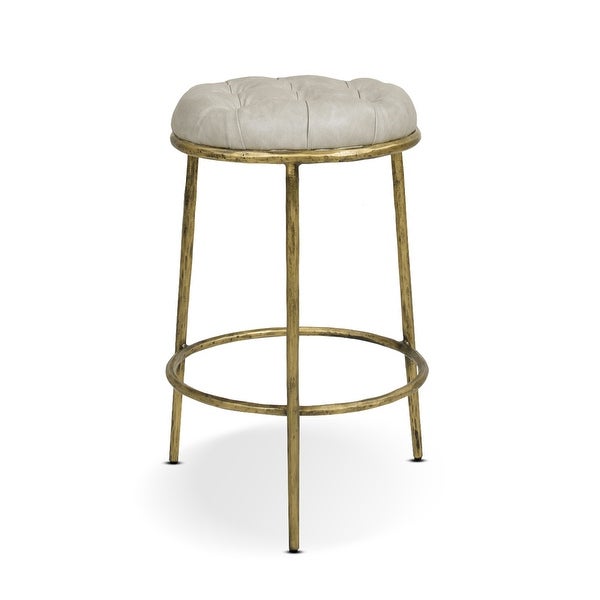 Aries Hammered Brass Backless Bar Stool