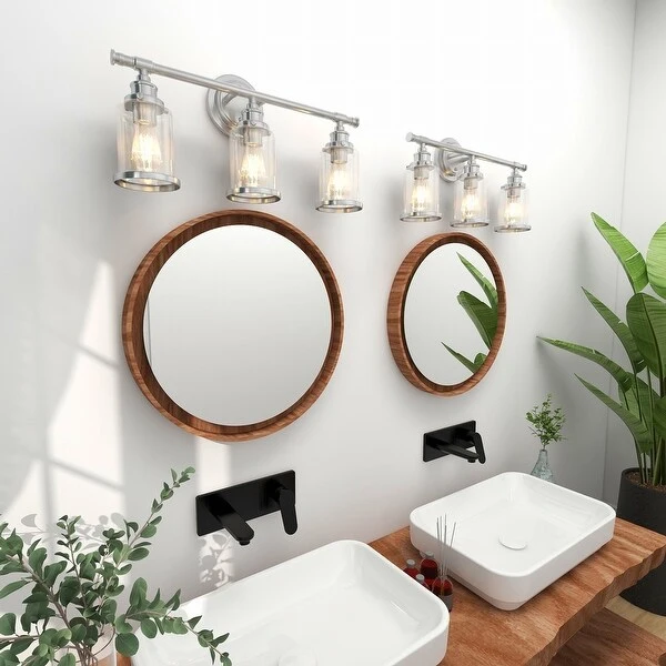 Vanity Light Fixture 3-Light 5-Piece All-in-One Bathroom Set