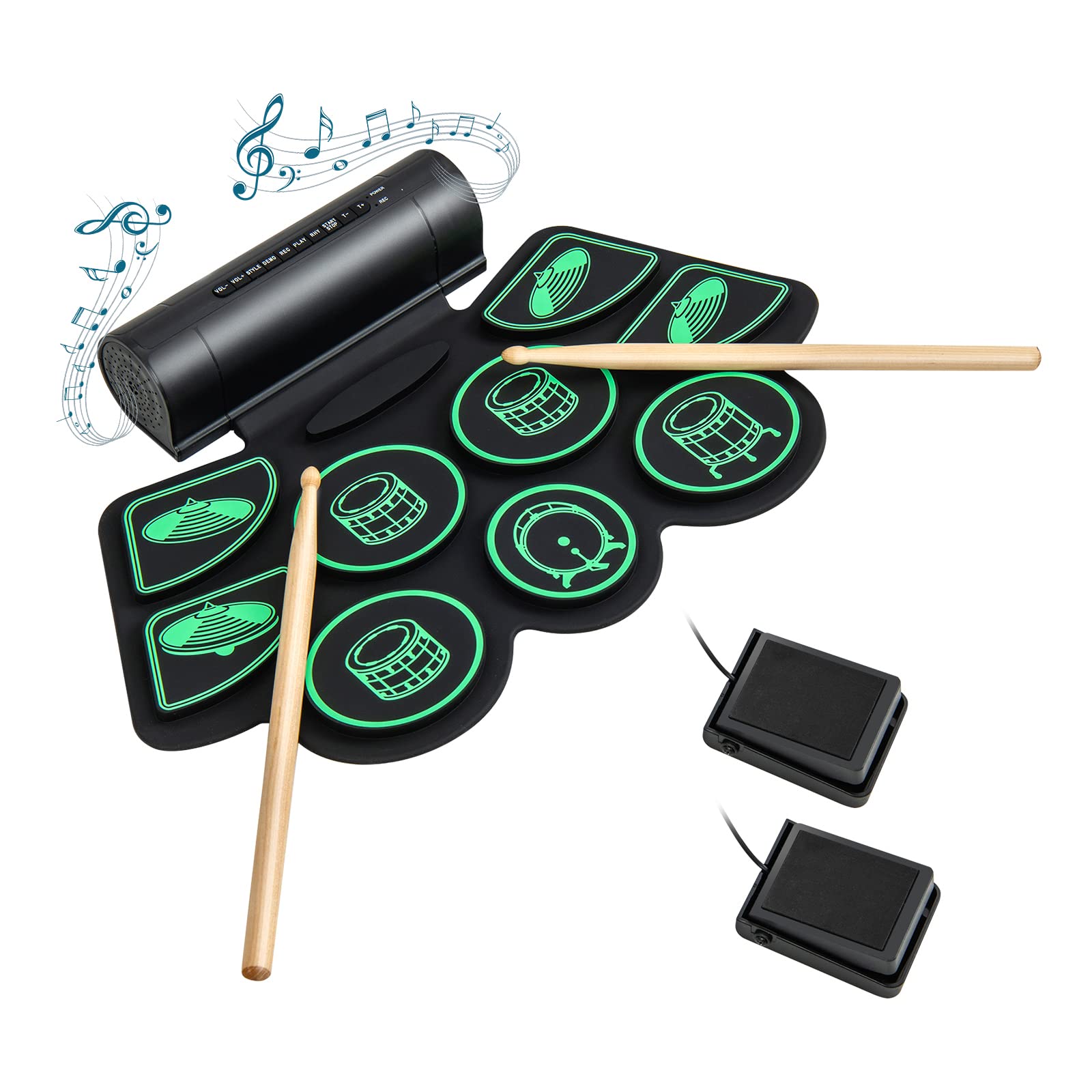 Costzon Electronic Drum Set, 9-Pad Digital Drum Kit w/ 2 Stereo Speakers, Drum Sticks, Foot Pedals