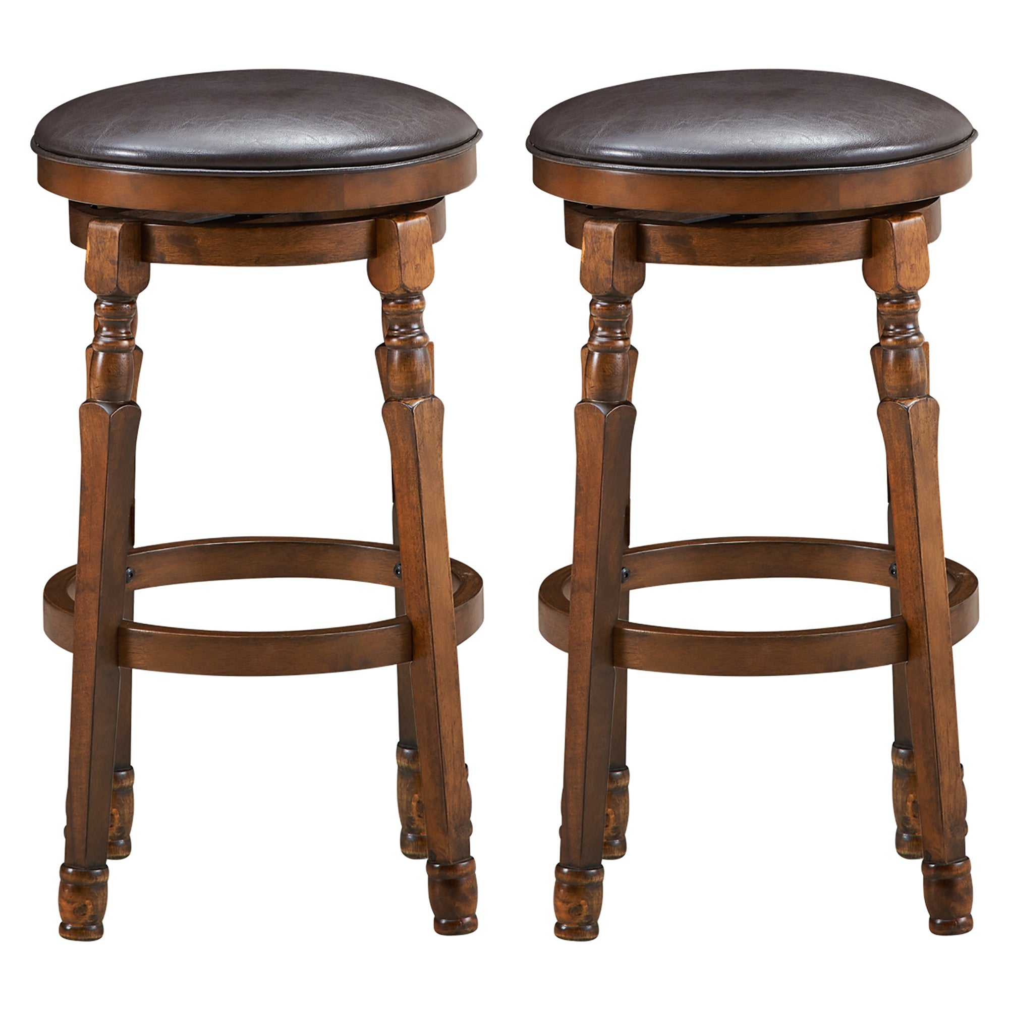 Set of 2 Backless Bar Stools Counter Height Stool with Swivel Seat