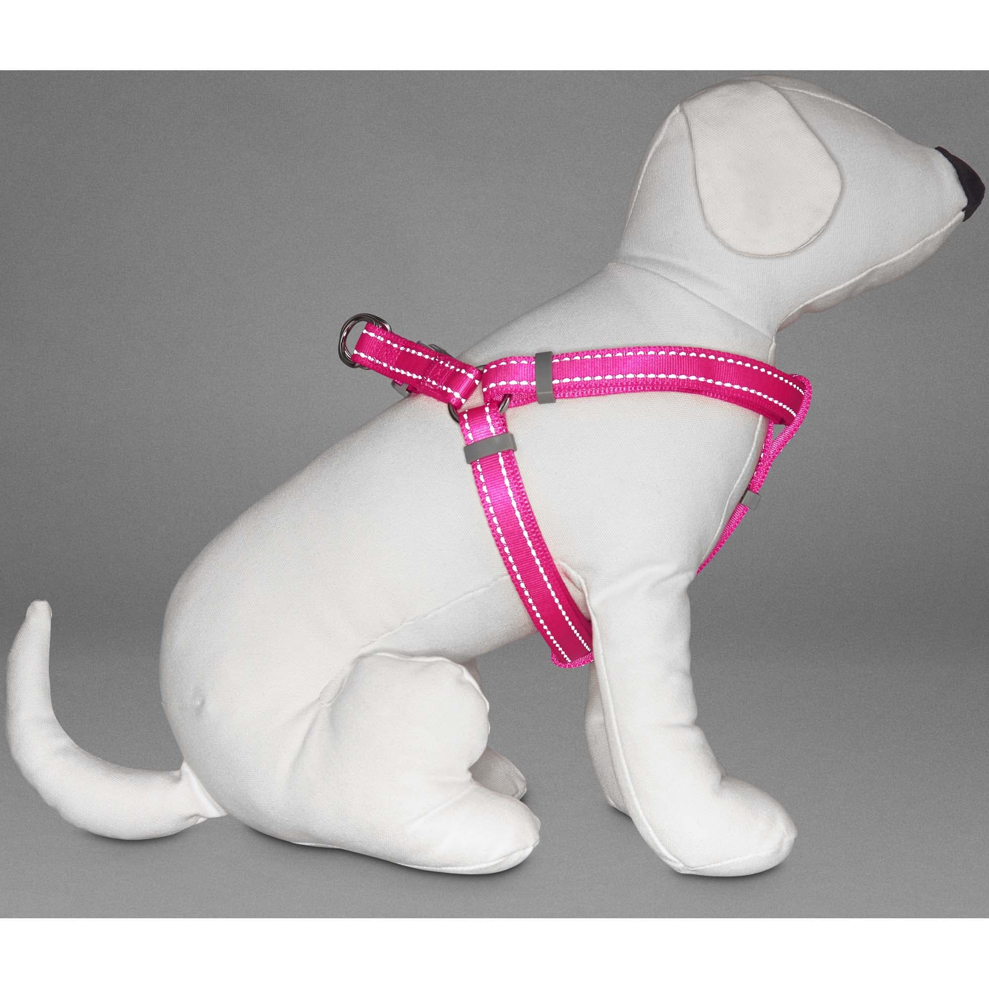 YOULY Reflective Adjustable Padded Pink Dog Harness， Small