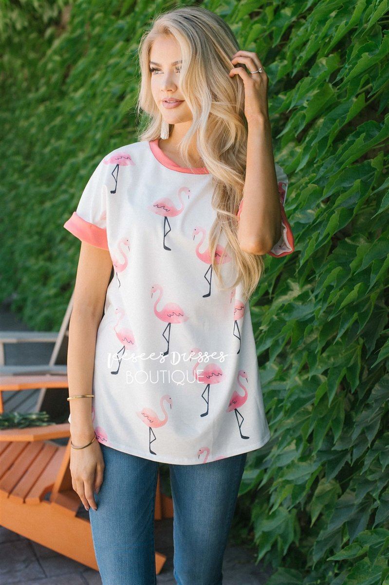 Bright Pink Flamingo Top