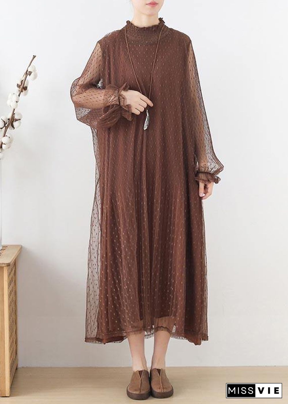 Modern Chocolate Patchwork Holiday Summer Chiffon Dress