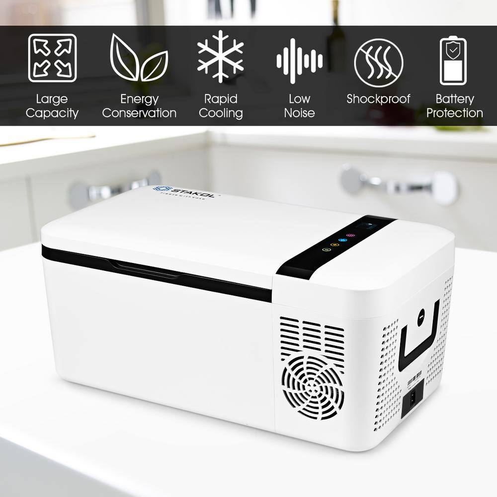 Costway 16 Quart Portable Car Refrigerator Mini CoolerFreezer Compressor Camping in White EP23827