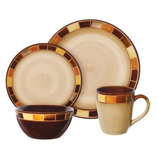 🎉Limited Time Offer🎉Gibson Casa Estebana 16-Piece Casual Beige Earthenware Dinnerware Set (Service for 4) 98583776M