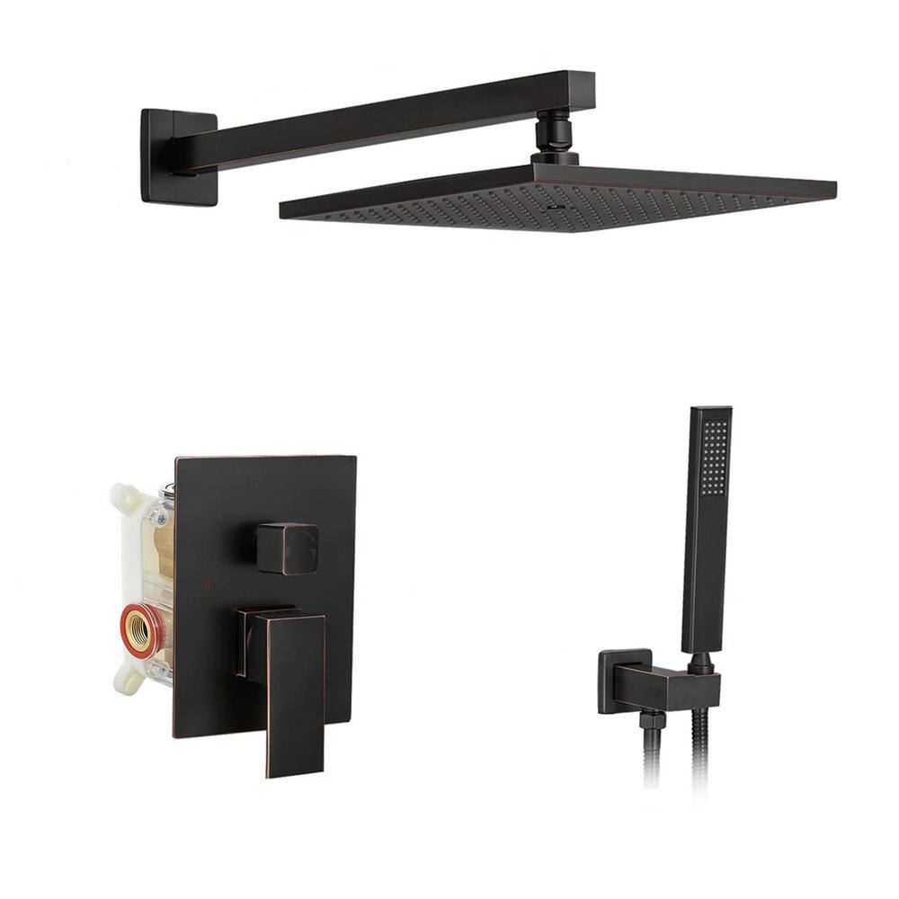 WELLFOR 2-Spray Patterns with 2.5 GPM 10 in. Wall Mounting Dual Shower Heads in Oil Rubbed Bronze FH75010-ORB