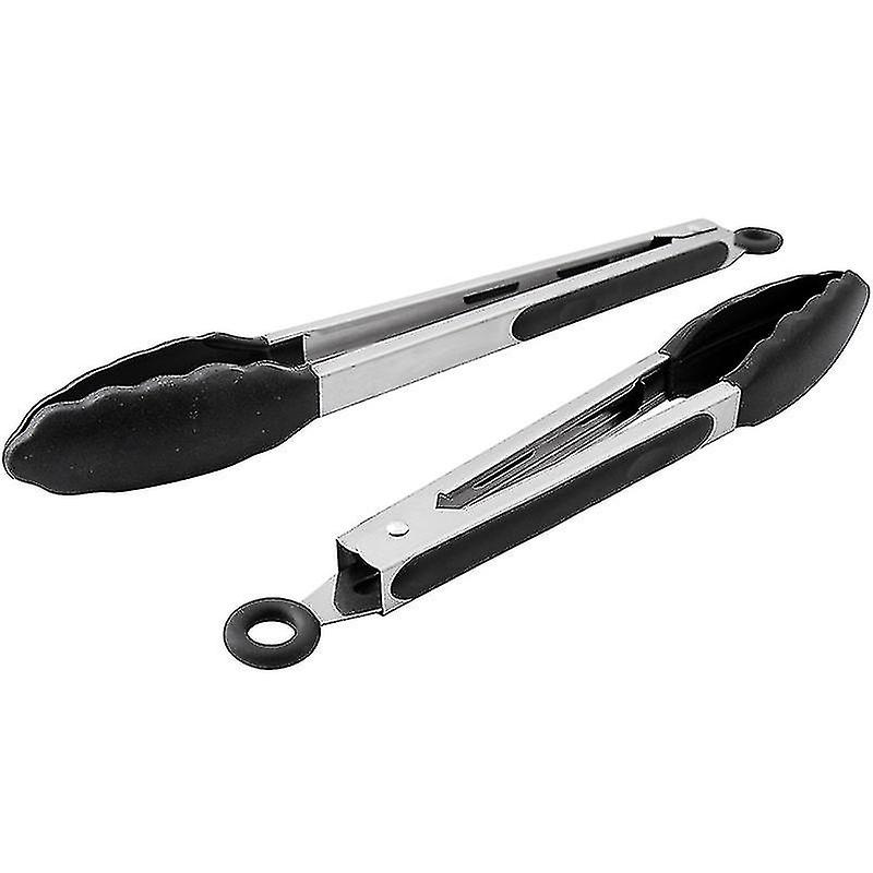 2pcs Silicone Food Tongs， Rubber Tip Tongs Stainless Steel Core Bbq Kitchen Cooking Tongs With Silic