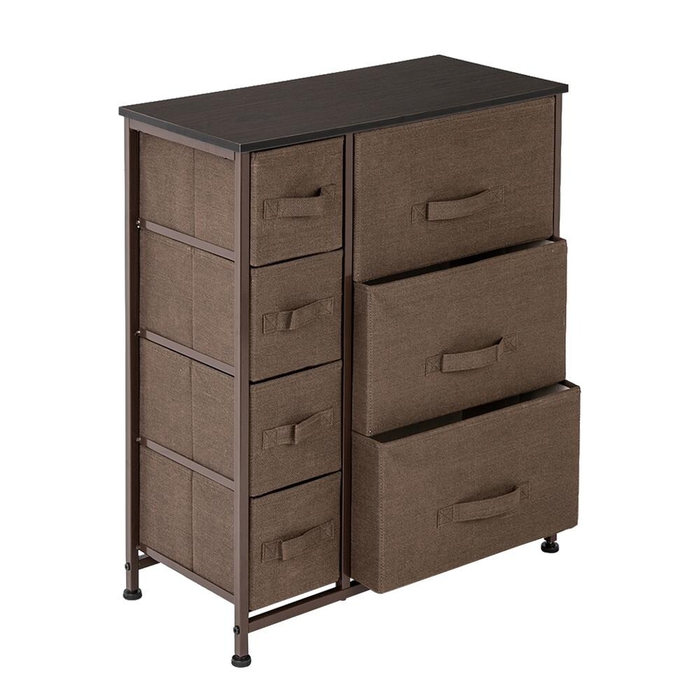 Dresser with 3 Big 4 Small Drawers Furniture Storage Tower Unit Brown