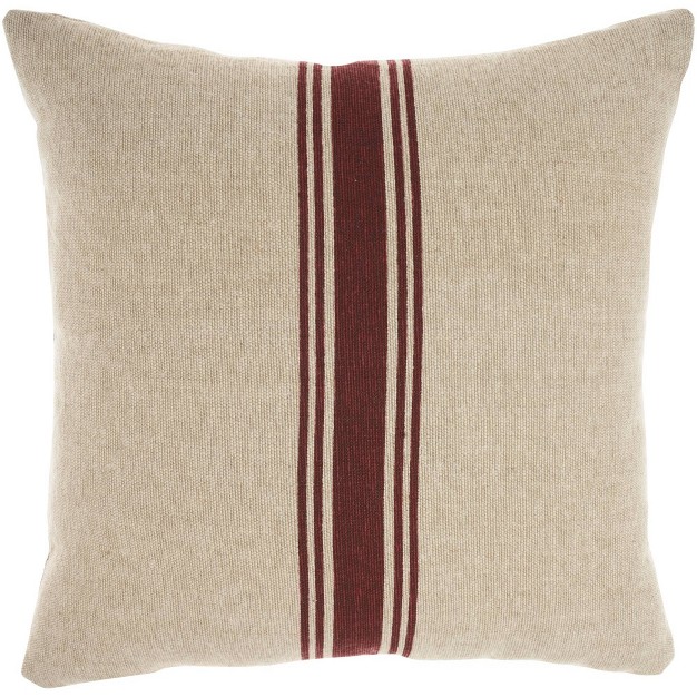 Oversize Life Styles Woven Cotton Linen Striped Indoor Square Throw Pillow Maroon Mina Victory