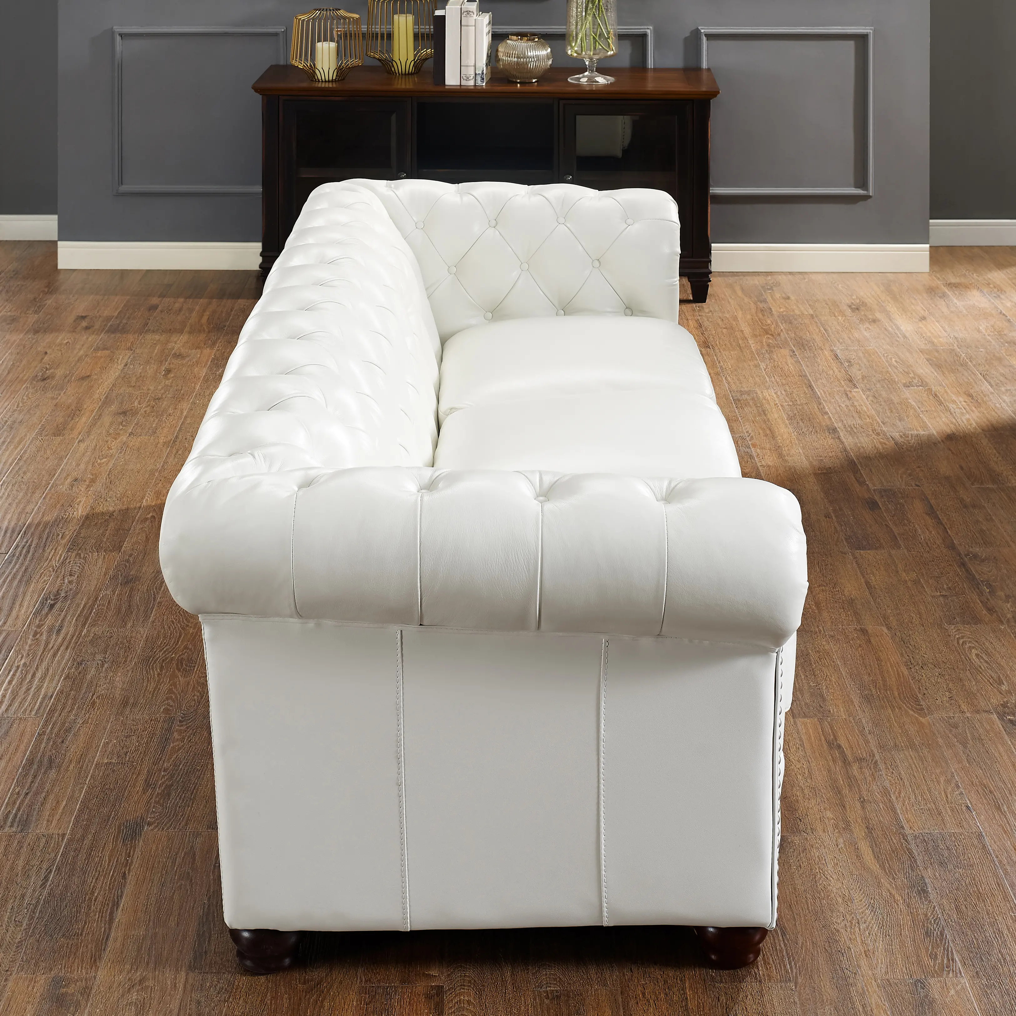 Kennedy White Leather Sofa