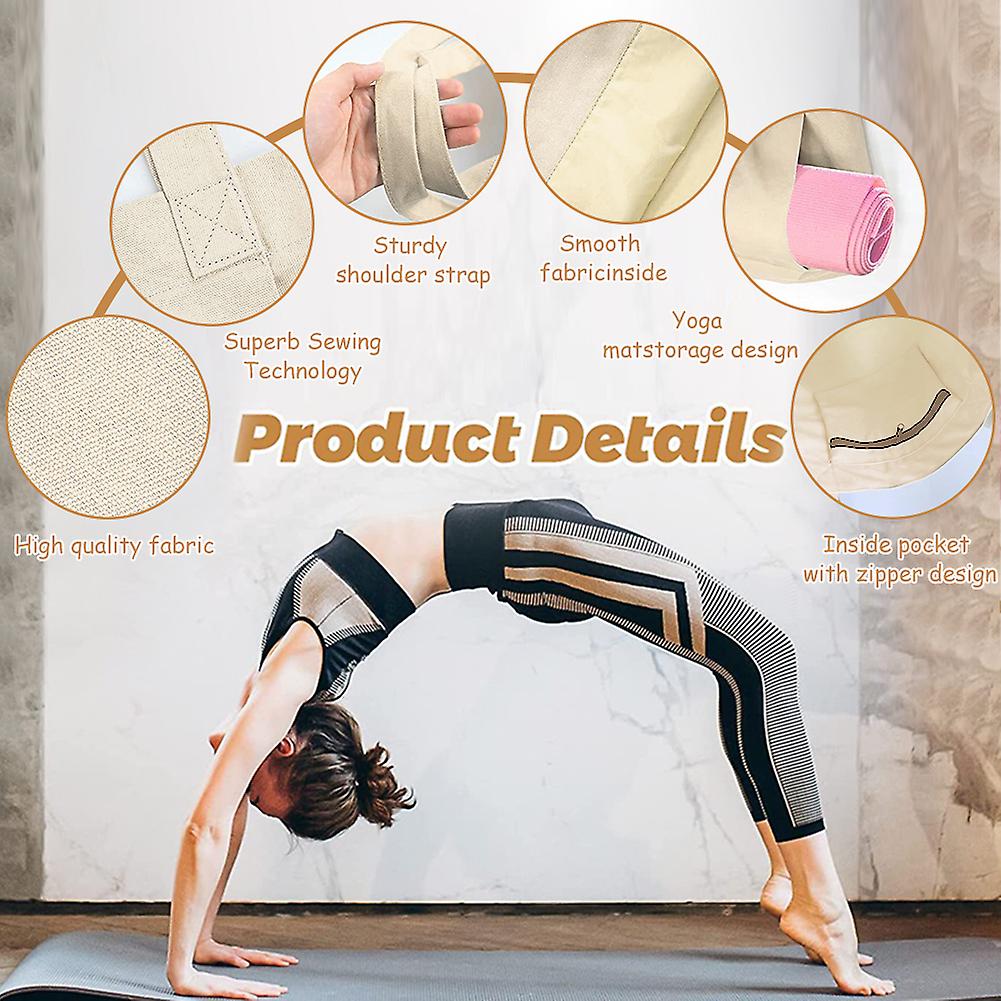 Yoga Pilates Mat Bag Large Capacity Storage Bag Storage Bag Shoulder Bag Key Card Wallet Computer For Gym Work Workout Beach Travel Gray