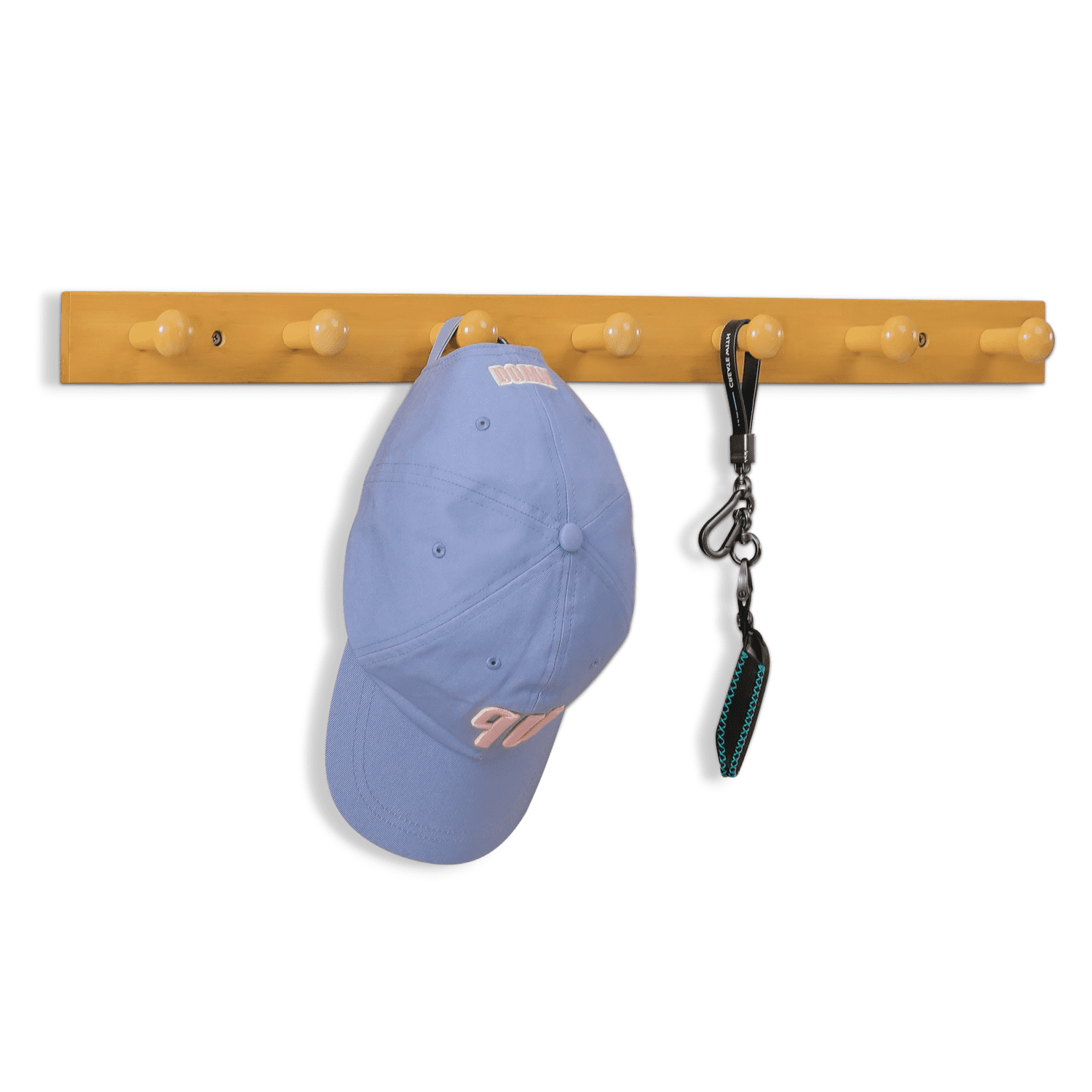 MoNiBloom Bamboo 7 Hooks Wall Mounted， Hat Scarf Organizer Modern Coat Rack， Natural， for Entryway