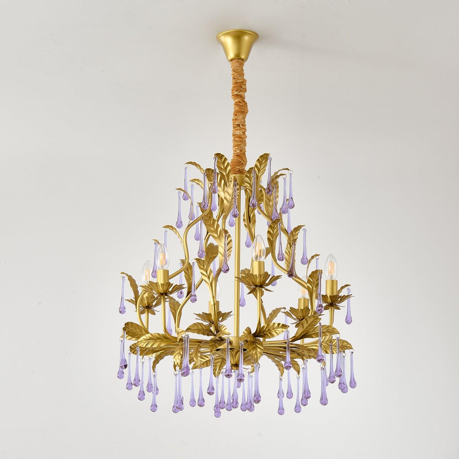 Amethyst Drops Glass Chandelier