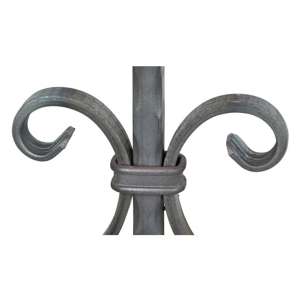 arteferro 35-716 in. x 12 in. Square Bar Stamped Scroll With Single Sided Floral Rosette Forged Raw Picket 5616