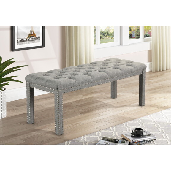 1 pc Transitional Light Grey Accent Upholstered Be...