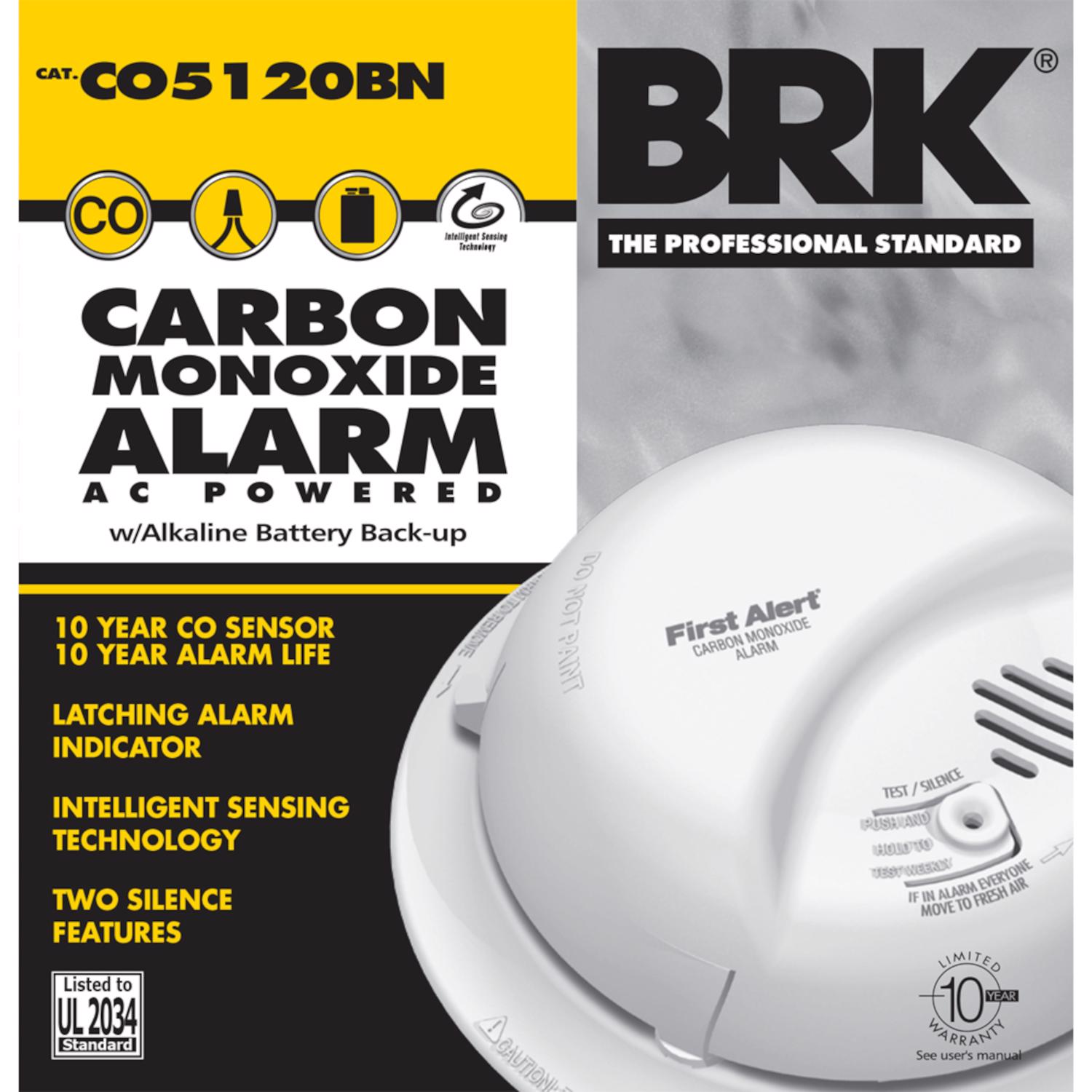 BRK Hard-Wired w/Battery Back-up Electrochemical Carbon Monoxide Detector