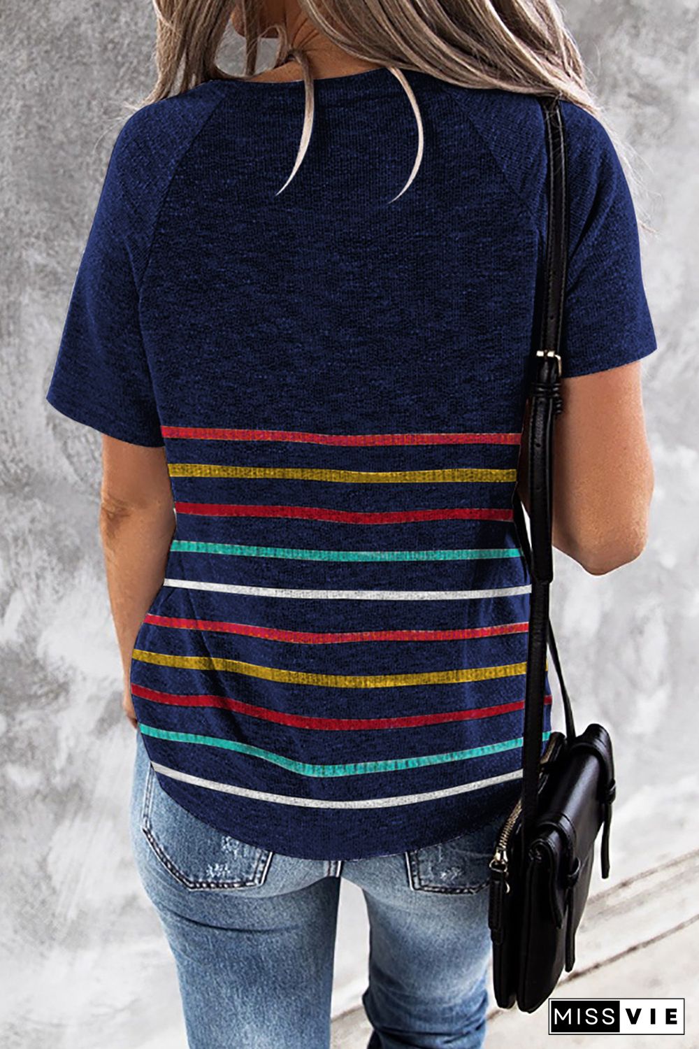 Blue Colorful Striped Tee