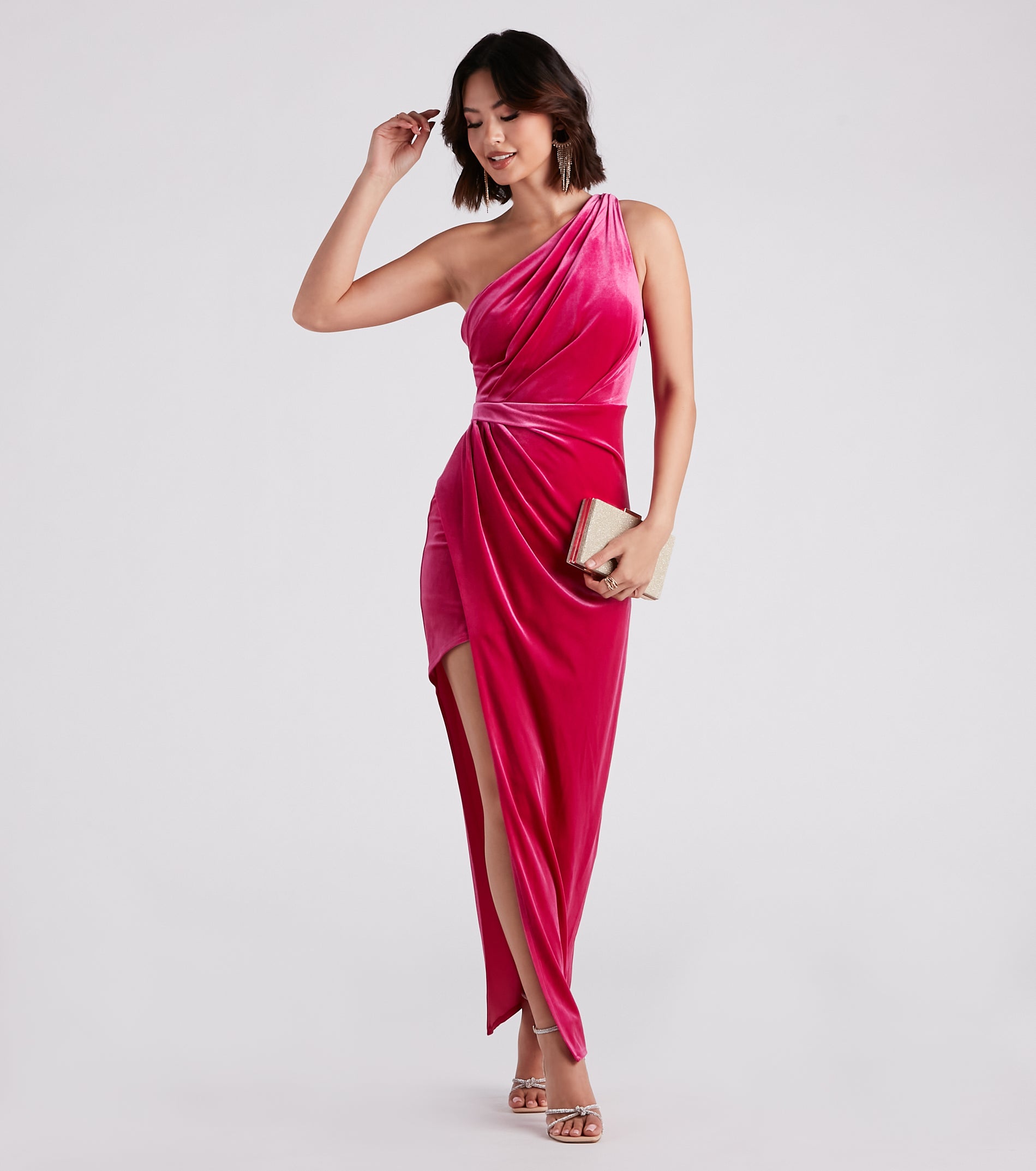 Connie Formal Velvet One-Shoulder Dress