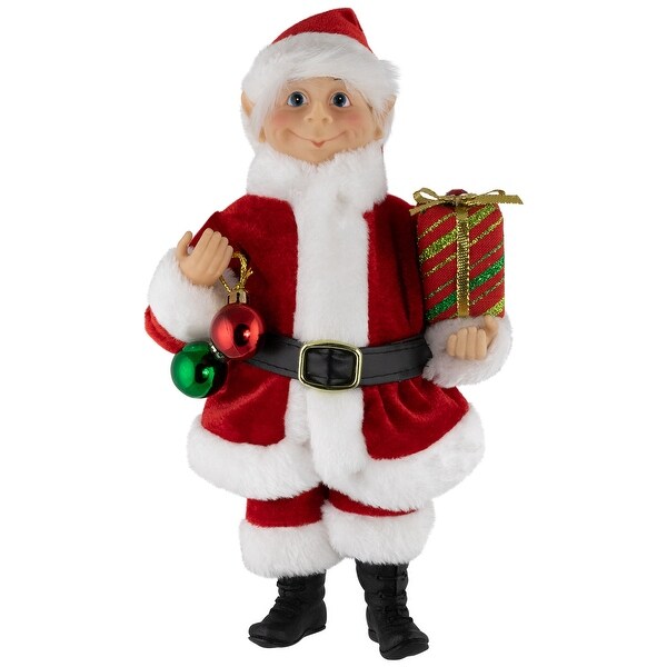 Santa Elf with Gift Christmas Figure