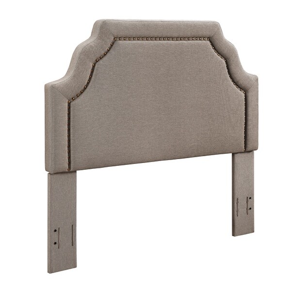 Loren Keystone Upholstered Full/Queen Headboard in Oatmeal Linen - - 26853831