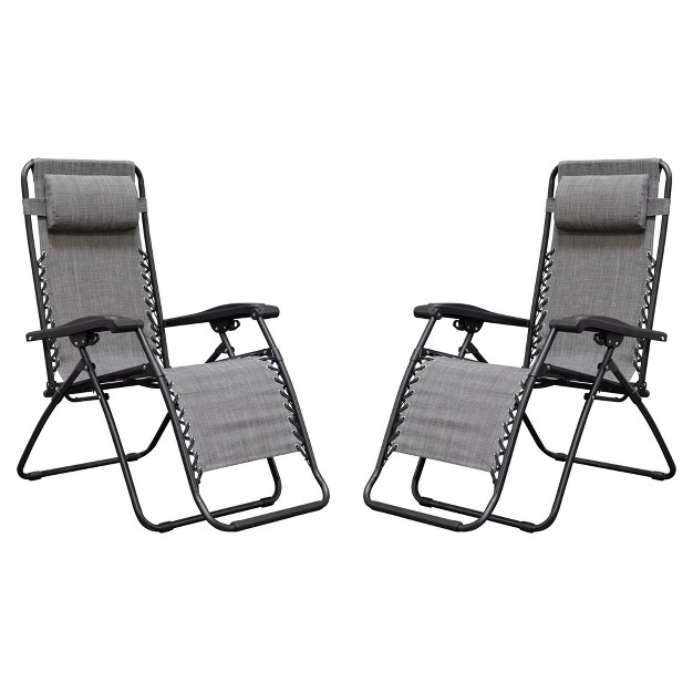 Caravan Canopy Infinity Zero Gravity Steel Frame Patio Deck Chair Grey pair