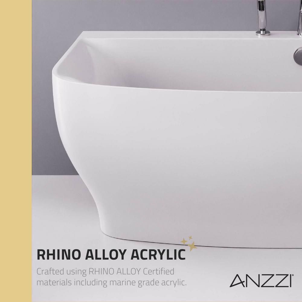 ANZZI Bank 65 in. Acrylic Flatbottom Non-Whirlpool Bathtub with Deck Mounted Faucet in White FT-FR112473CH