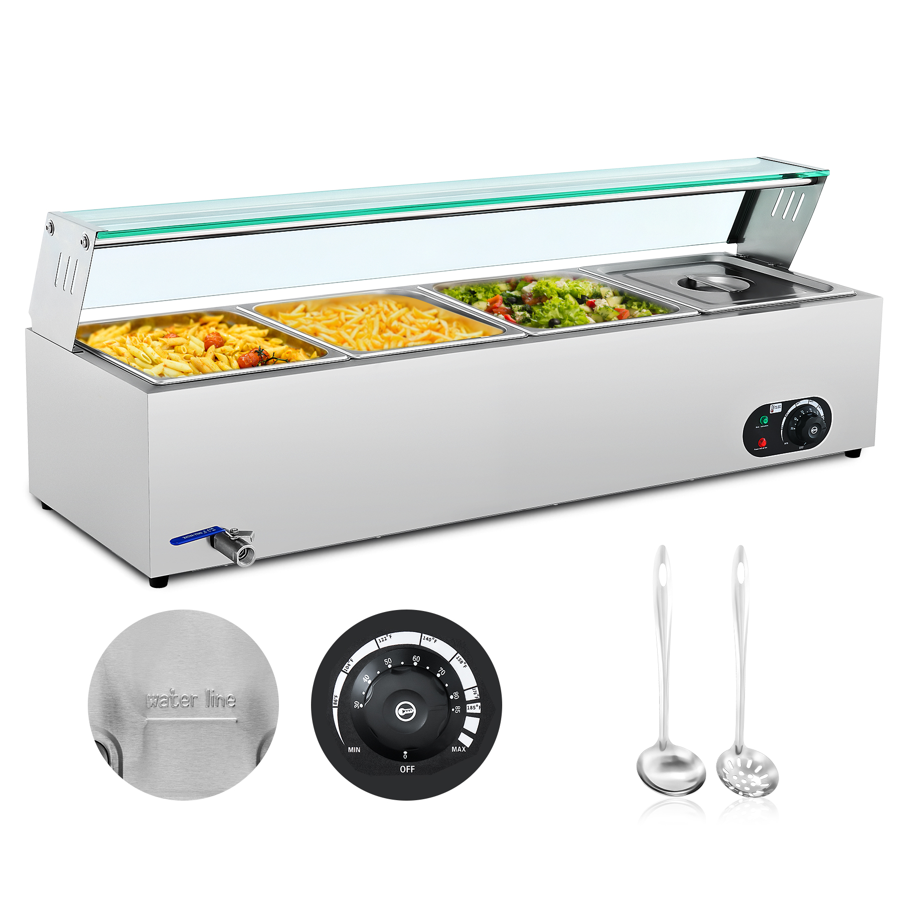 Wilprep 4 Pan Food Warmer for Parties Hotels Restaurants 1200W Buffet Server and Warmer