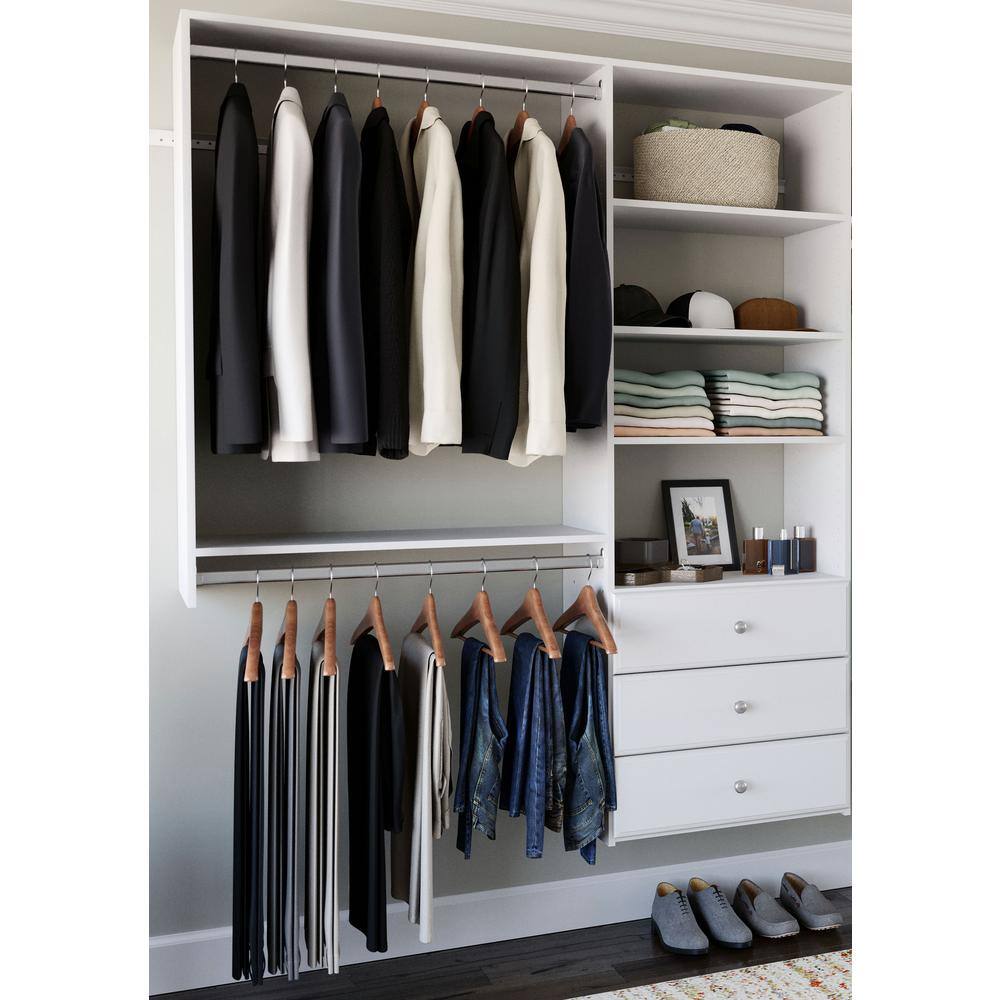 Closet Evolution 120 in. W - 144 in. W White Wood Deluxe Closet System WH62