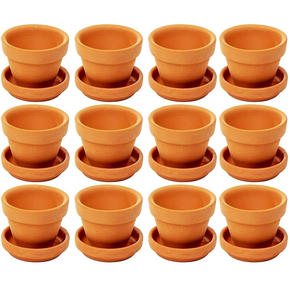 Juvale Small Terra Cotta Pots with Saucer  12 Pack Clay Flower Pots with Saucers