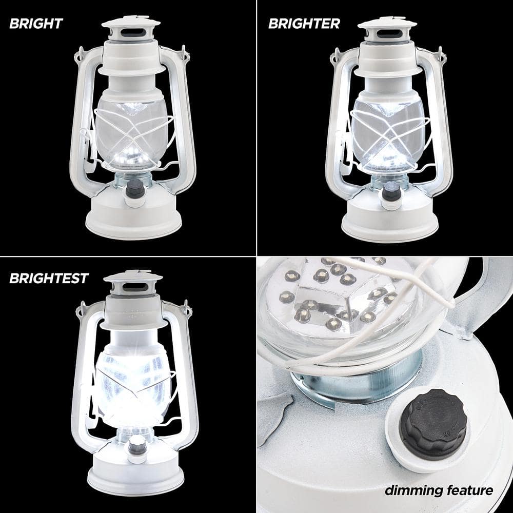 Alpine Corporation Indoor/Outdoor Hurricane Lantern with Cool White LED Lights and Timer BST124WT