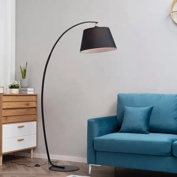 HOMCOM Arched Floor Lamp, Modern Standing Lamp with Foot Switch and Metal Base, Black - 39.25