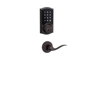 Kwikset Premis Touchscreen Smart Lock Venetian Bronze Single Cylinder Keypad Electronic Deadbolt with Tustin HallCloset Lever 91911P TNL11P