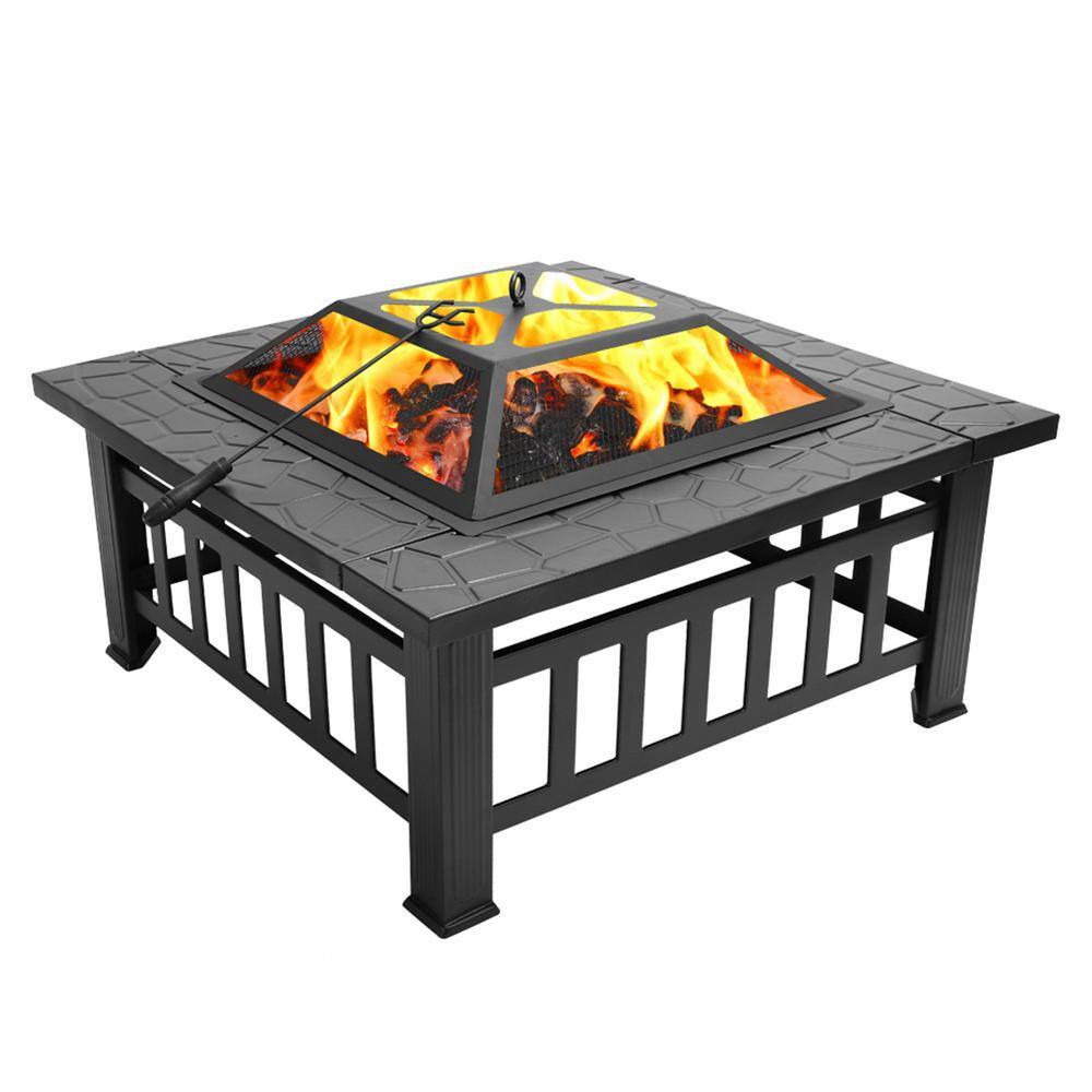 32 in. W x 17 in. H Outdoor Metal Portable Charcoal Black Fire Bowl with Accessories PF-52194990