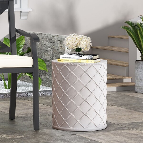 Modern Indoor and Outdoor Cylindrical Characteristic Side Table，White