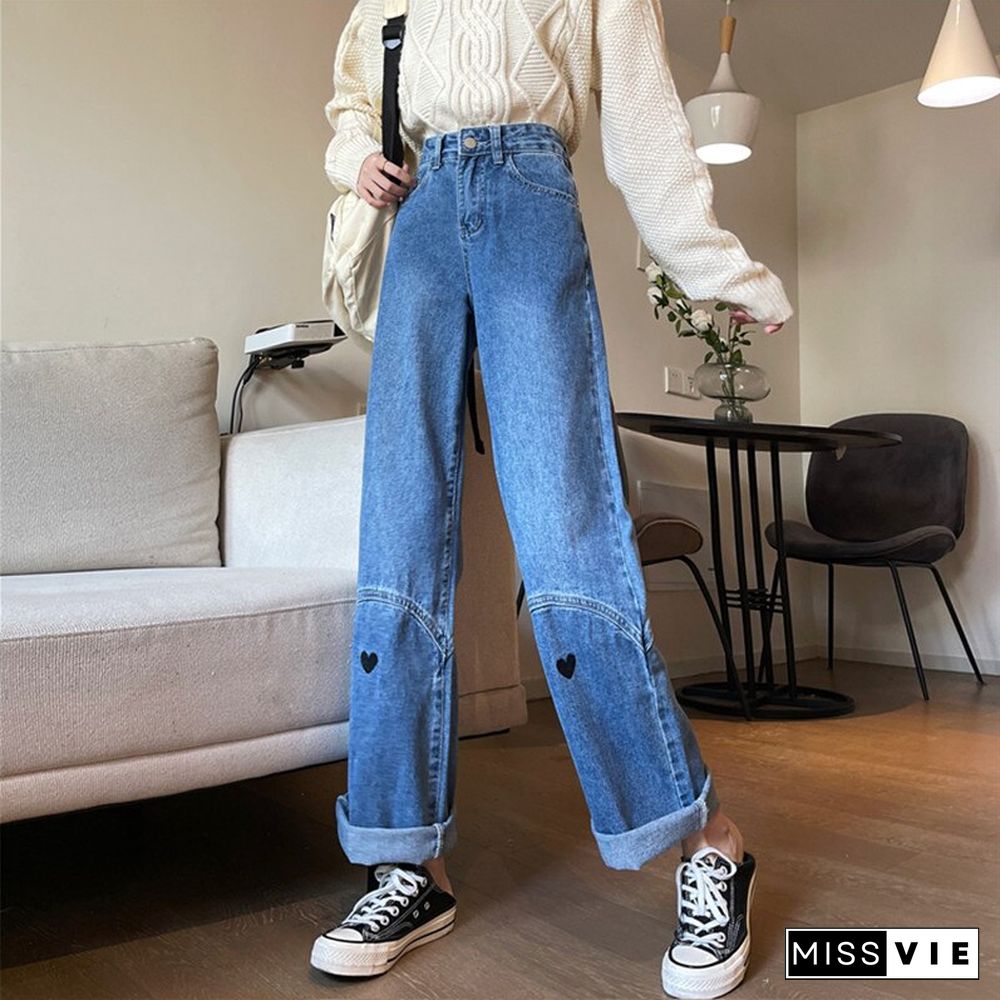 Woman Jeans High Waist Clothes Wide Leg Denim Clothing Blue Streetwear Vintage Quality Fashion Harajuku Straight Pants