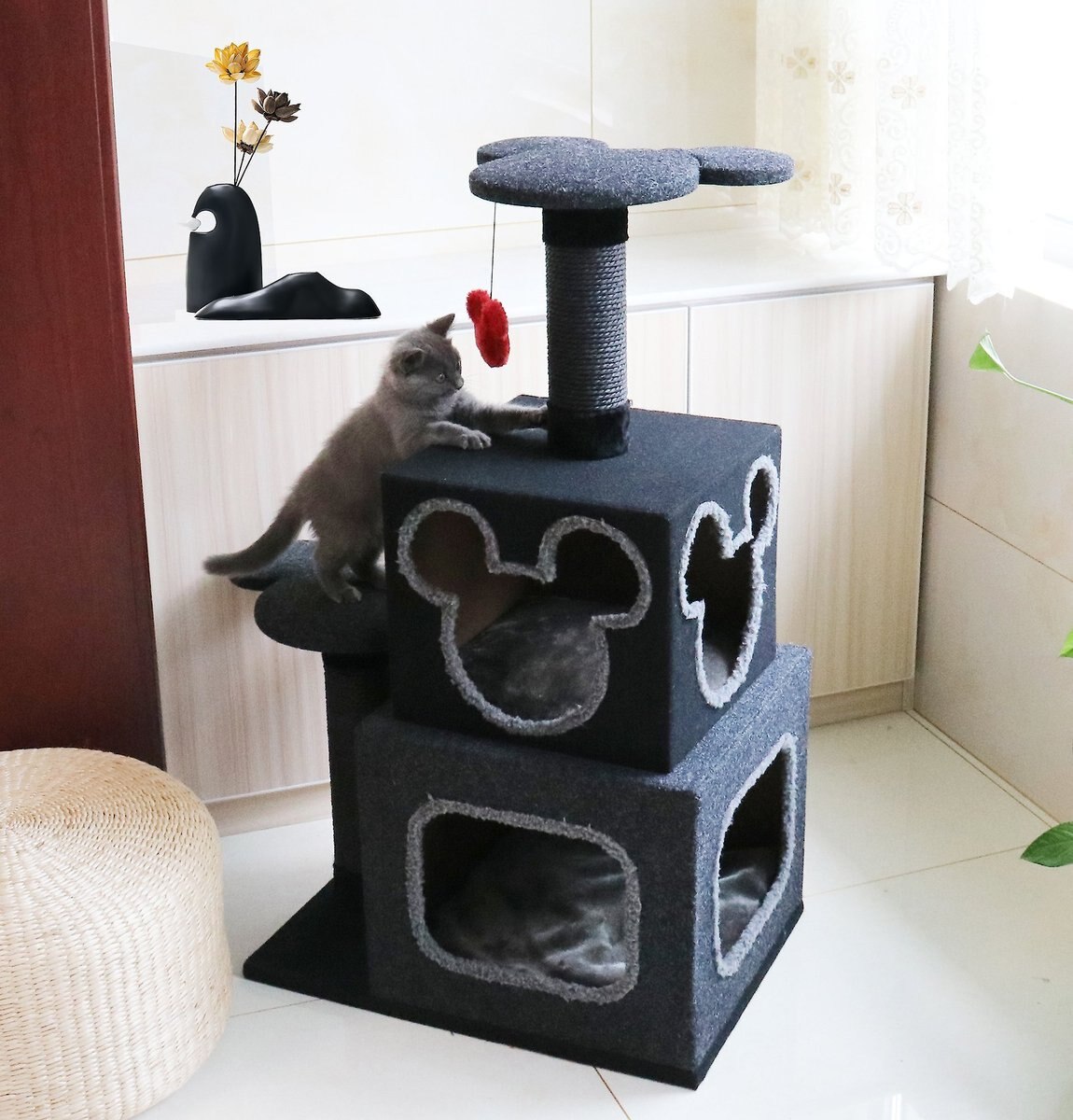 Penn-Plax Disney Cubical 39.4-in Felt Cat Tree and Condo