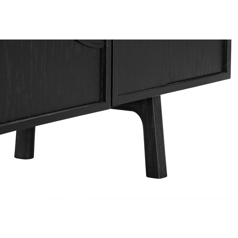 Holland Modern Black Oak 4 Door Sideboard Buffet