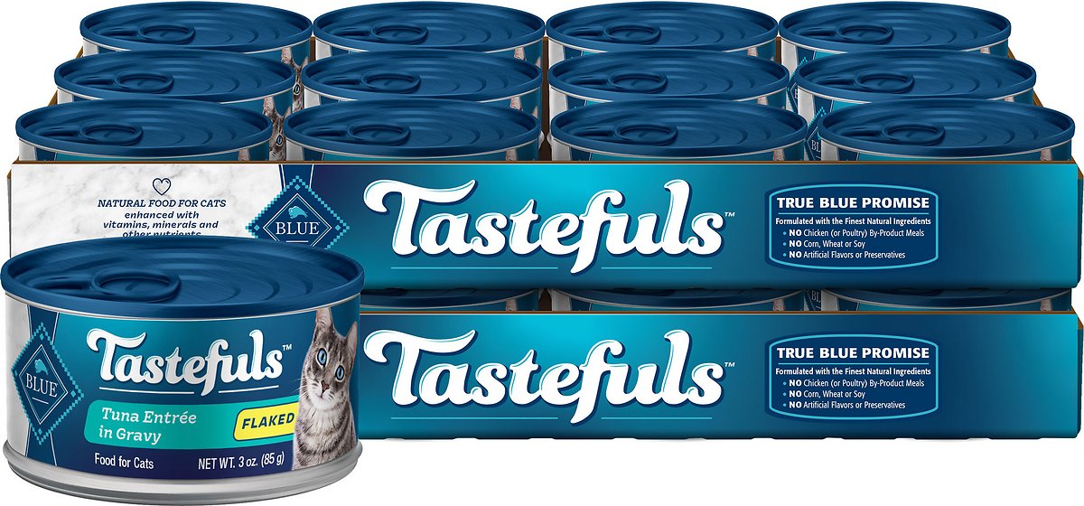 Blue Buffalo Tastefuls Tuna Entrée in Gravy Flaked Wet Cat Food， 3 Oz， Case of 24