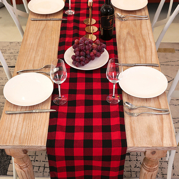 Muka Table Runner Buffalo Check Plaid Christmas Ta...