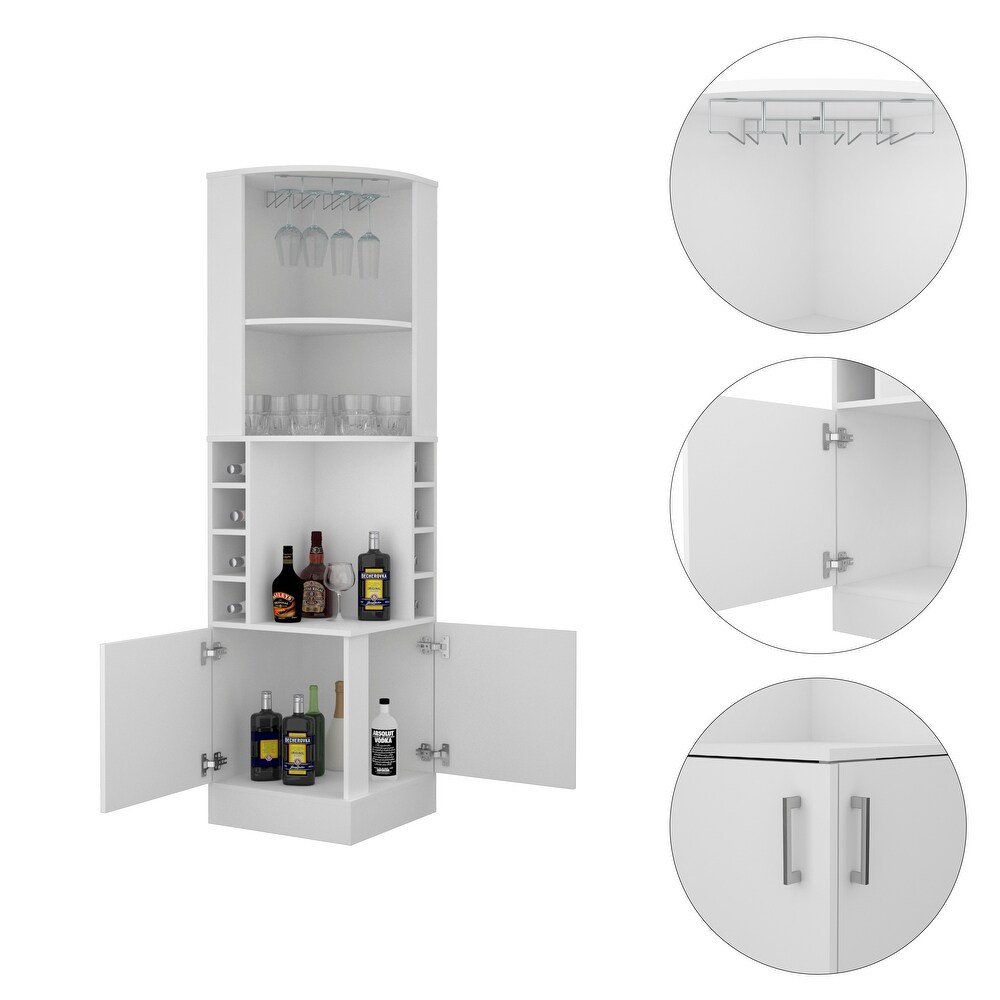 8 Bottle 2 Shelf Bar Cabinet with a central open shelf on each side