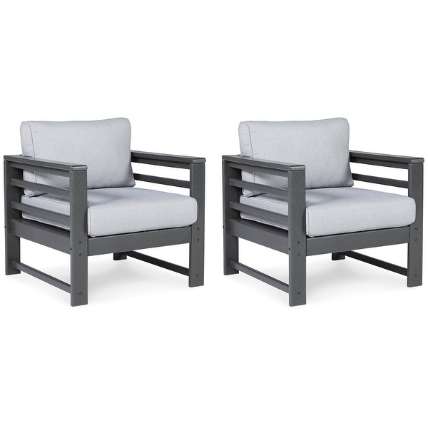 Signature Design by Ashley Amora Charcoal Gray 4Piece Outdoor Seating Package