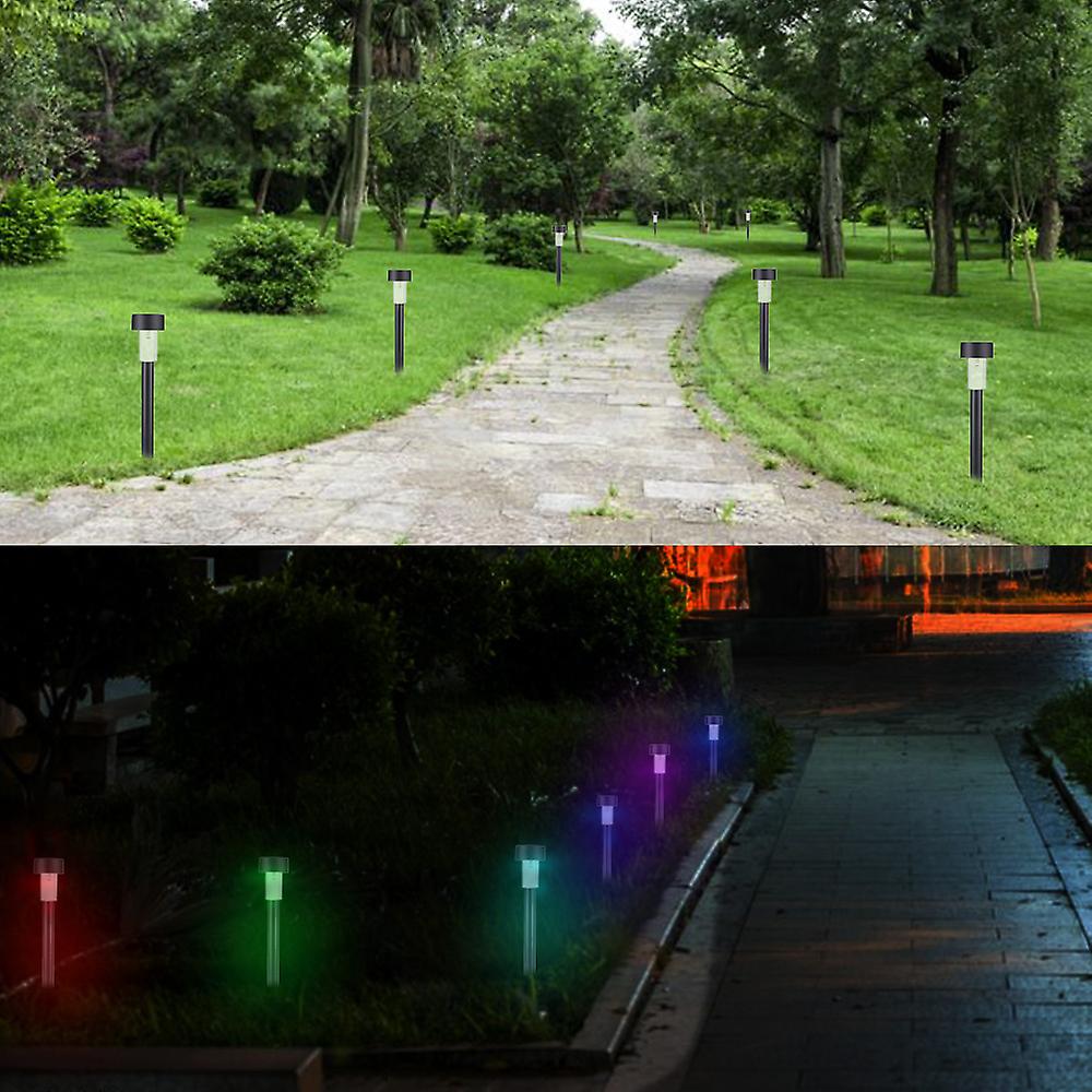 10 Pack Solar Powered Led Garden Light Stainless Outdoor Lawn Lamp Auto On / Off For Yard Patio Deck Driveway Decor Weather Proof Multi-color  Type 2