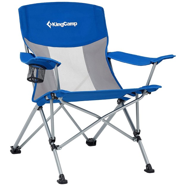 Kingcamp Mesh Oversized Outdoor Folding Lounge Chair With Cupholder And Carry Bag For Camping Sporting Events Or Tailgating Blue grey