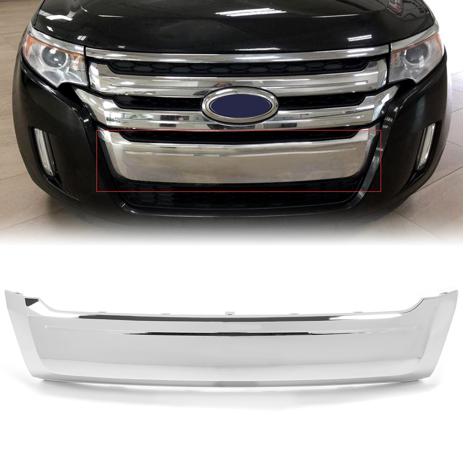 KOJEM Front Bumper Lower Chrome Grille Moulding Trim for 2011 20125 2013 2014 Ford Edge  Replaces FO1087132 BT4Z8200E BT438150DW