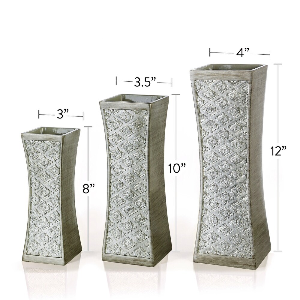 Creative Scents Dublin Brushed Silver Flower Vase Set of 3