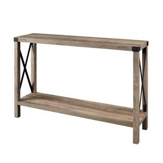 Walker Edison Furniture Company Industrial 46 in. Gray Wash Standard Rectangle Wood Console Table with Storage HDF46MXETGW